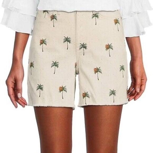 NYDJ Jean Shorts SZ 10 Cirque Des Palmes Not Your Daughter's Jeans Fray NWT
